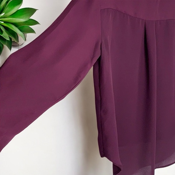 Banana Republic Long Sleeves Pieced Wrap Elderberry Glo Blouse - Picture 11 of 16